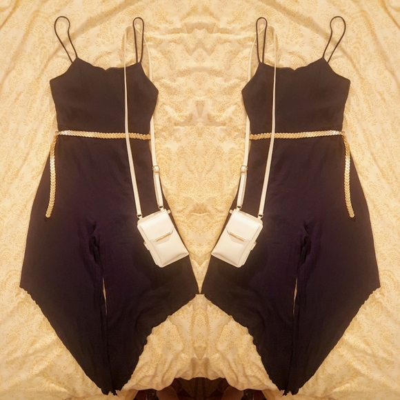 Blue Spaghetti Strap Romper Bodysuit asymmetric - Picture 4 of 5